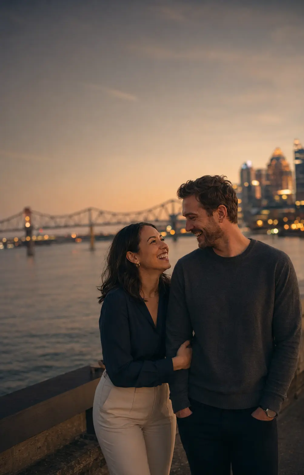 A couple spending time together at sunset
